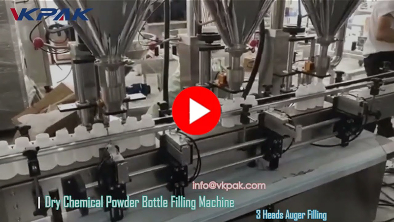 Автоматска машина за полнење шишиња со прав со три глави