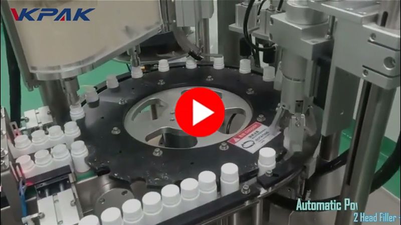 Моноблок машина за полнење и затварање шишиња во прав