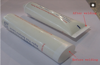 welding samples from ultrasonic tubes sealer заварување со примероци.jpg