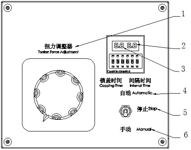 control panel for desktop screw capping machinery Функција на оперативниот панел за машини за завртување.jpg